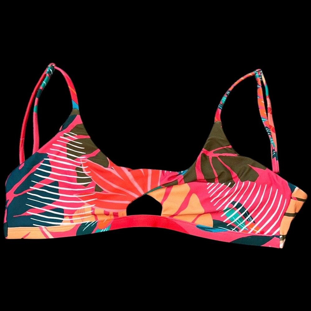 NWOT Midori Becca Keyhole Twist Adjustable Bikini Top Bright Tropical Size LG